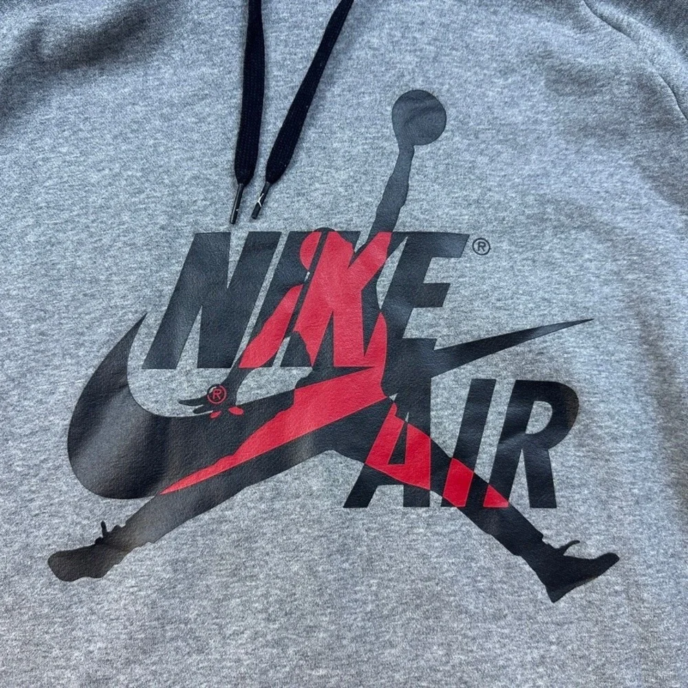 Nike Jordan Jumpman Logo Hoodie Mens Large Gray Black Sweatshirt Hooded Men